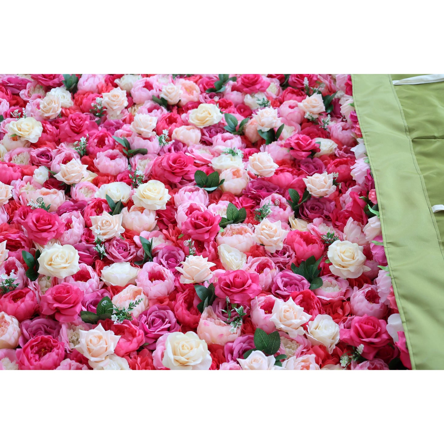 Roll Up Fabric Artificial Flower Wall Wedding Backdrop, Floral Party Decor, Event Photography-VF-357