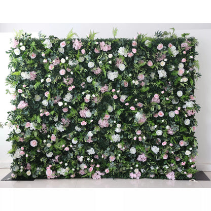 Ethereal Enchantment: Dense Verdant Foliage Meets Pastel Florals – An Idyllic Botanical Wall for Whimsical & Elegant Settings-VF-205-2