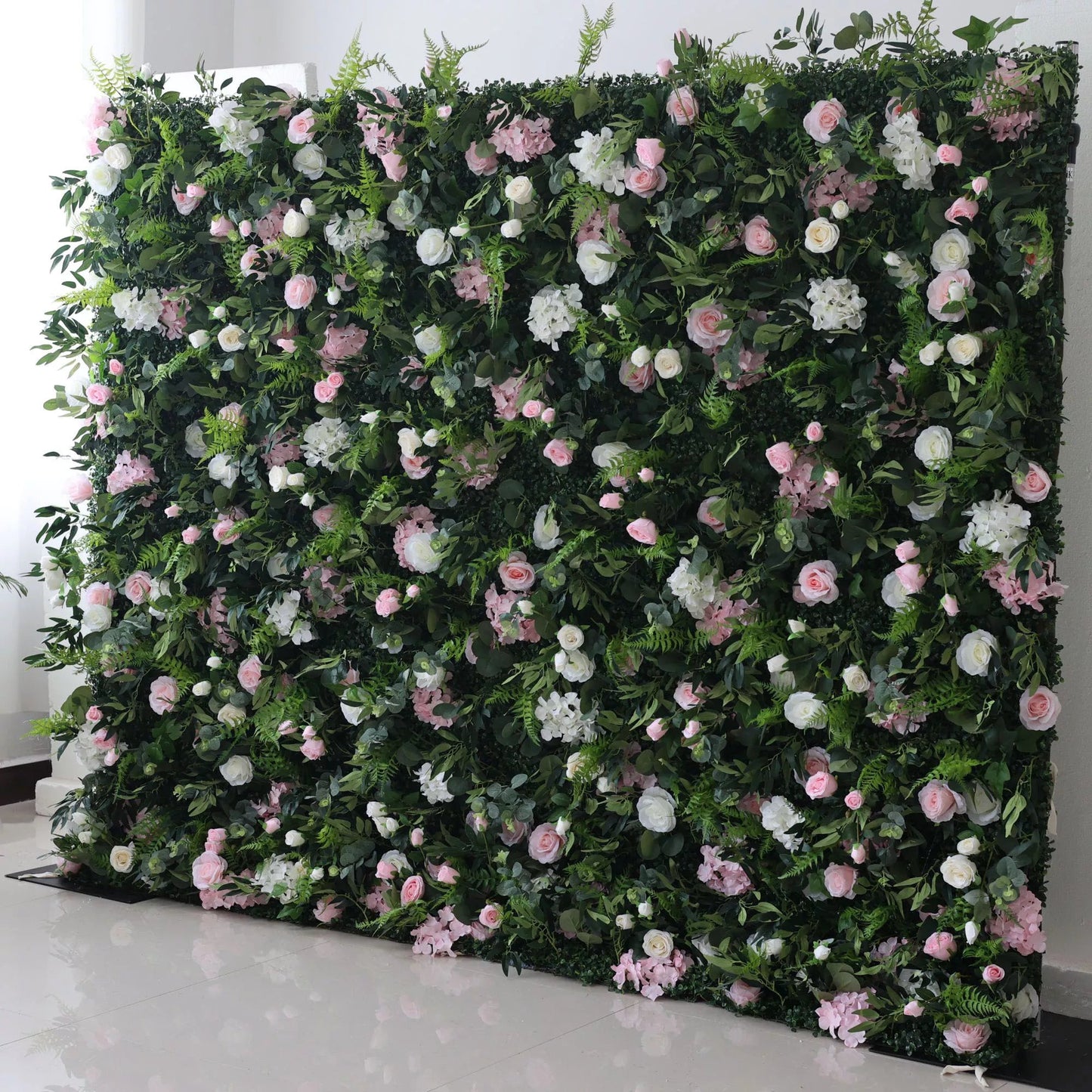 Ethereal Enchantment: Dense Verdant Foliage Meets Pastel Florals – An Idyllic Botanical Wall for Whimsical & Elegant Settings-VF-205-2