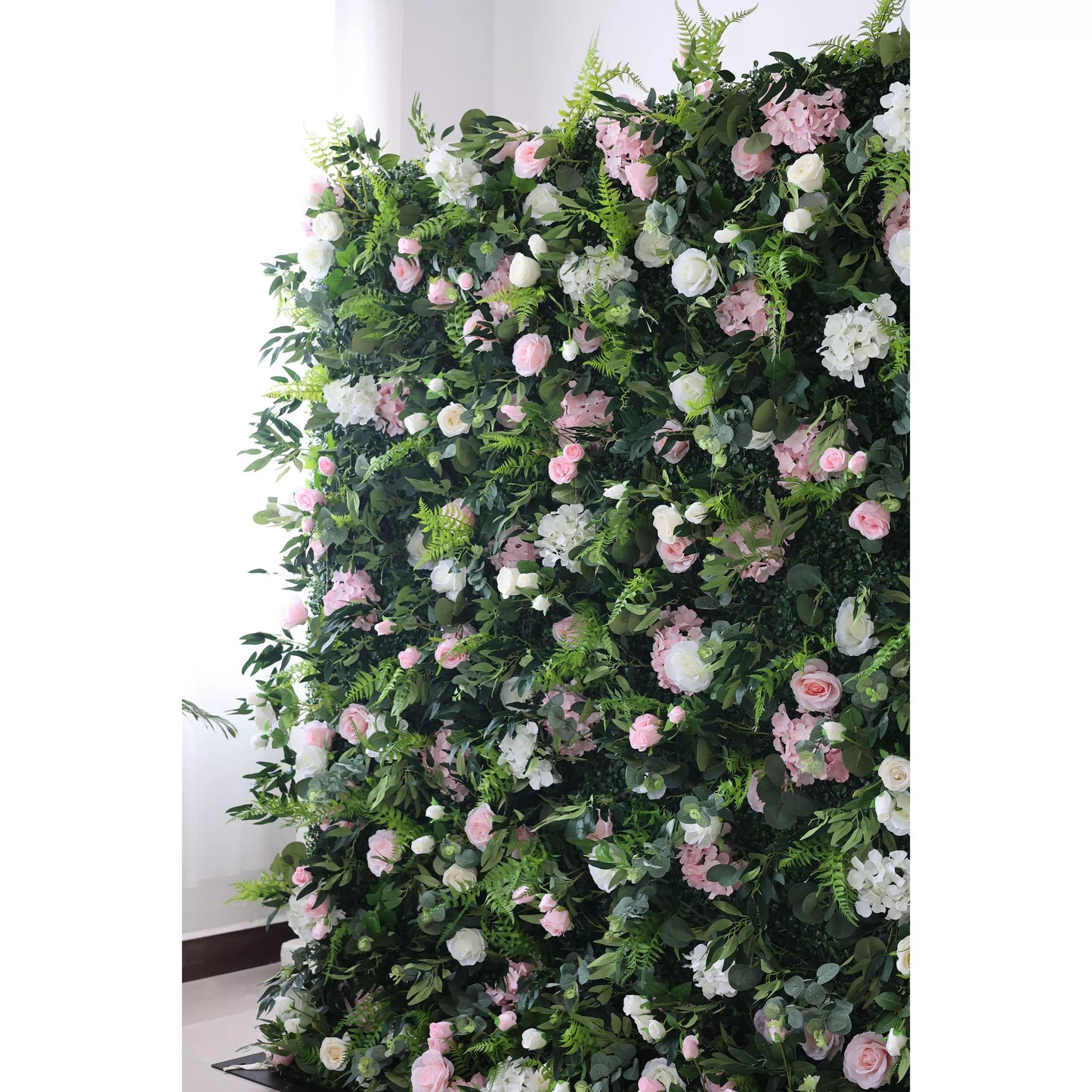 Ethereal Enchantment: Dense Verdant Foliage Meets Pastel Florals – An Idyllic Botanical Wall for Whimsical & Elegant Settings-VF-205-2