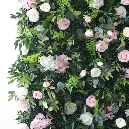 Ethereal Enchantment: Dense Verdant Foliage Meets Pastel Florals – An Idyllic Botanical Wall for Whimsical & Elegant Settings-VF-205-2