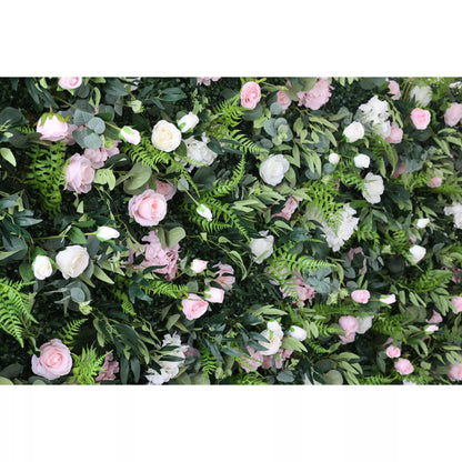 Ethereal Enchantment: Dense Verdant Foliage Meets Pastel Florals – An Idyllic Botanical Wall for Whimsical & Elegant Settings-VF-205-2