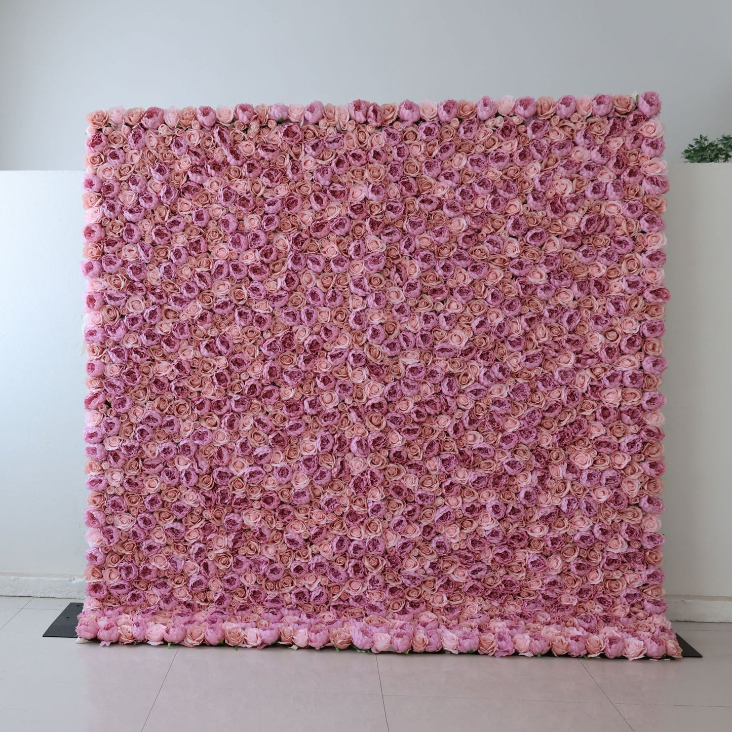 Roll Up Fabric Artificial Flower Wall Wedding Backdrop, Floral Party Decor, Event Photography-VF-355