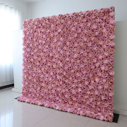 Roll Up Fabric Artificial Flower Wall Wedding Backdrop, Floral Party Decor, Event Photography-VF-355