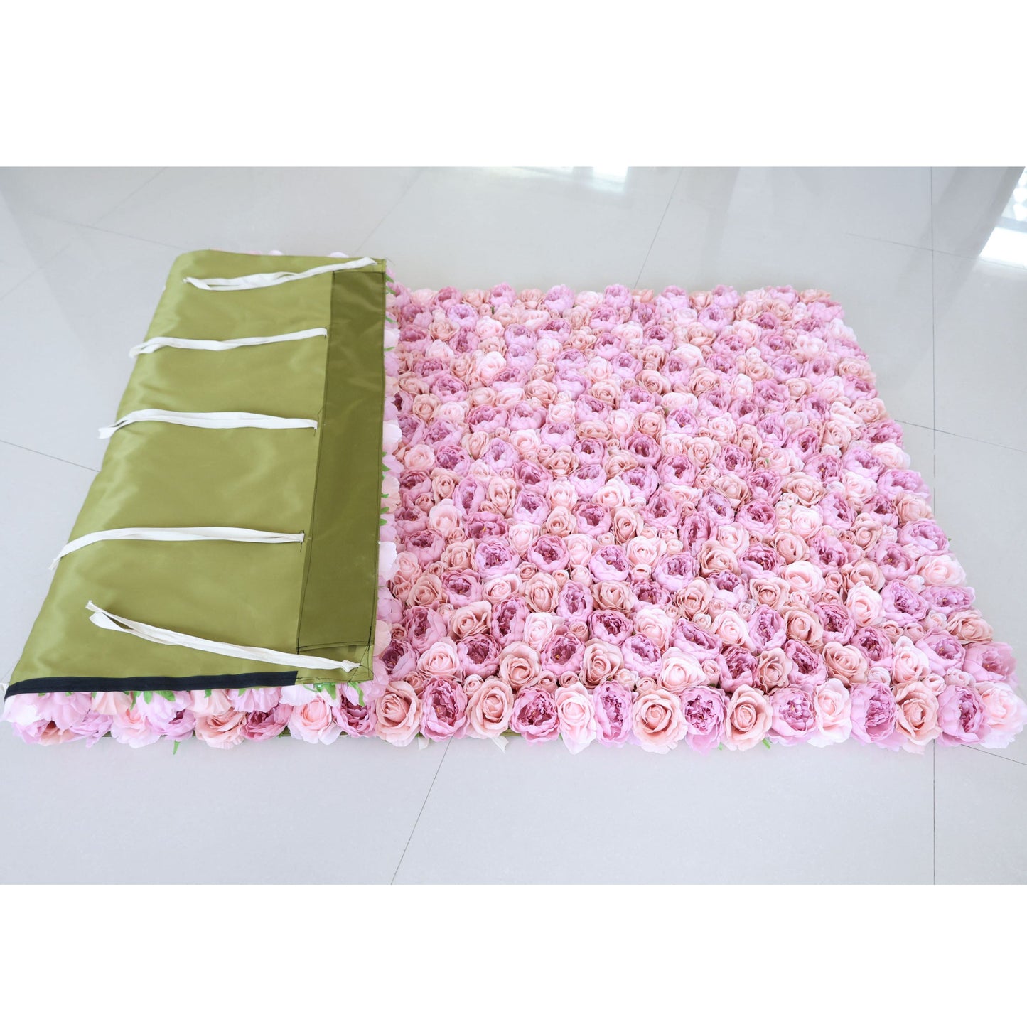 Roll Up Fabric Artificial Flower Wall Wedding Backdrop, Floral Party Decor, Event Photography-VF-355