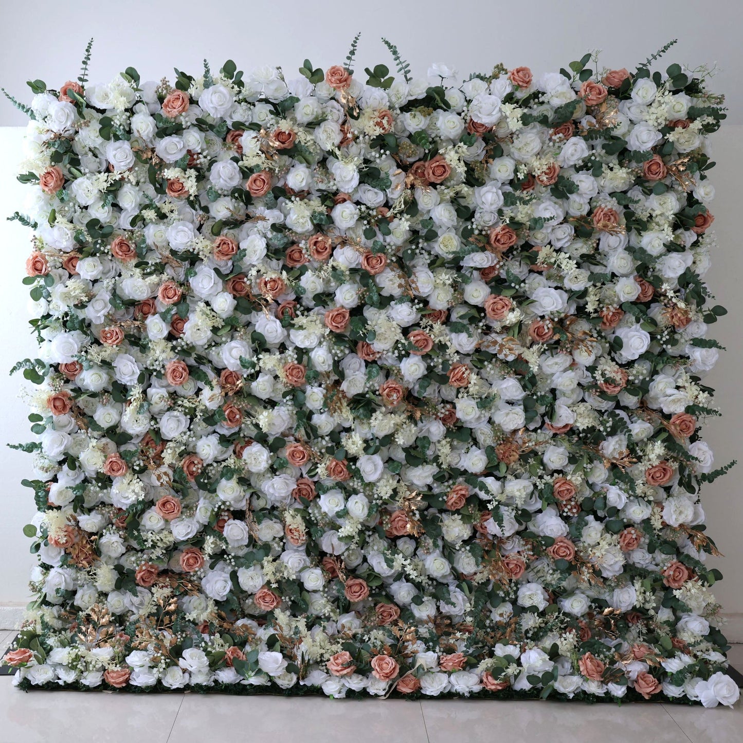 Roll Up Fabric Artificial Flower Wall Wedding Backdrop, Floral Party Decor, Event Photography-VF-358