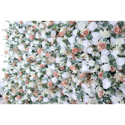 Roll Up Fabric Artificial Flower Wall Wedding Backdrop, Floral Party Decor, Event Photography-VF-358