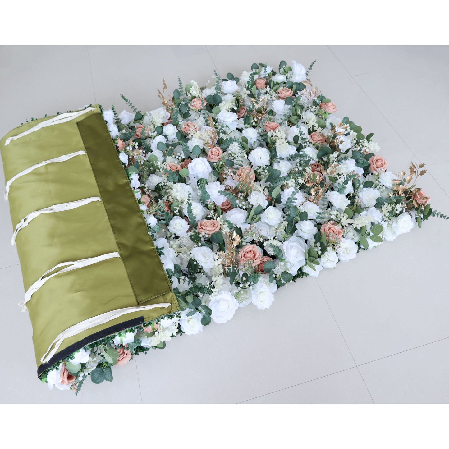 Roll Up Fabric Artificial Flower Wall Wedding Backdrop, Floral Party Decor, Event Photography-VF-358