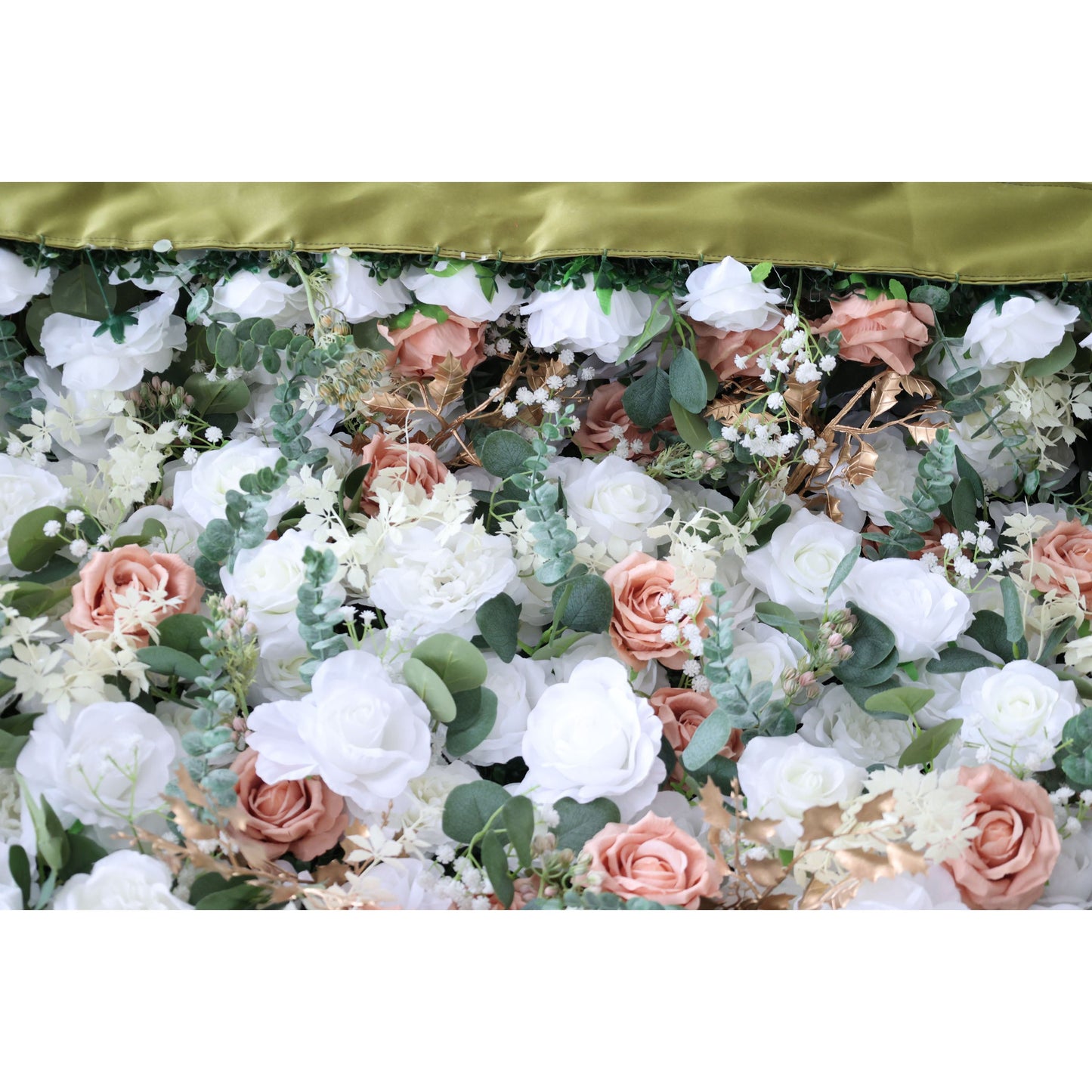 Roll Up Fabric Artificial Flower Wall Wedding Backdrop, Floral Party Decor, Event Photography-VF-358