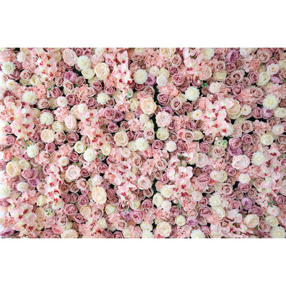 Roll Up Fabric Artificial Flower Wall Wedding Backdrop, Floral Party Decor, Event Photography-VF-359