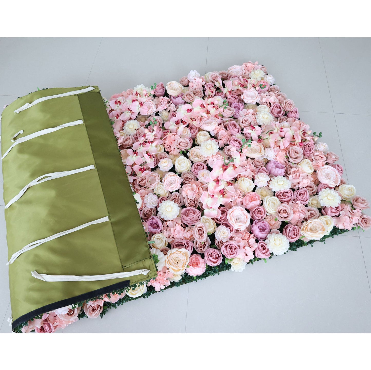 Roll Up Fabric Artificial Flower Wall Wedding Backdrop, Floral Party Decor, Event Photography-VF-359