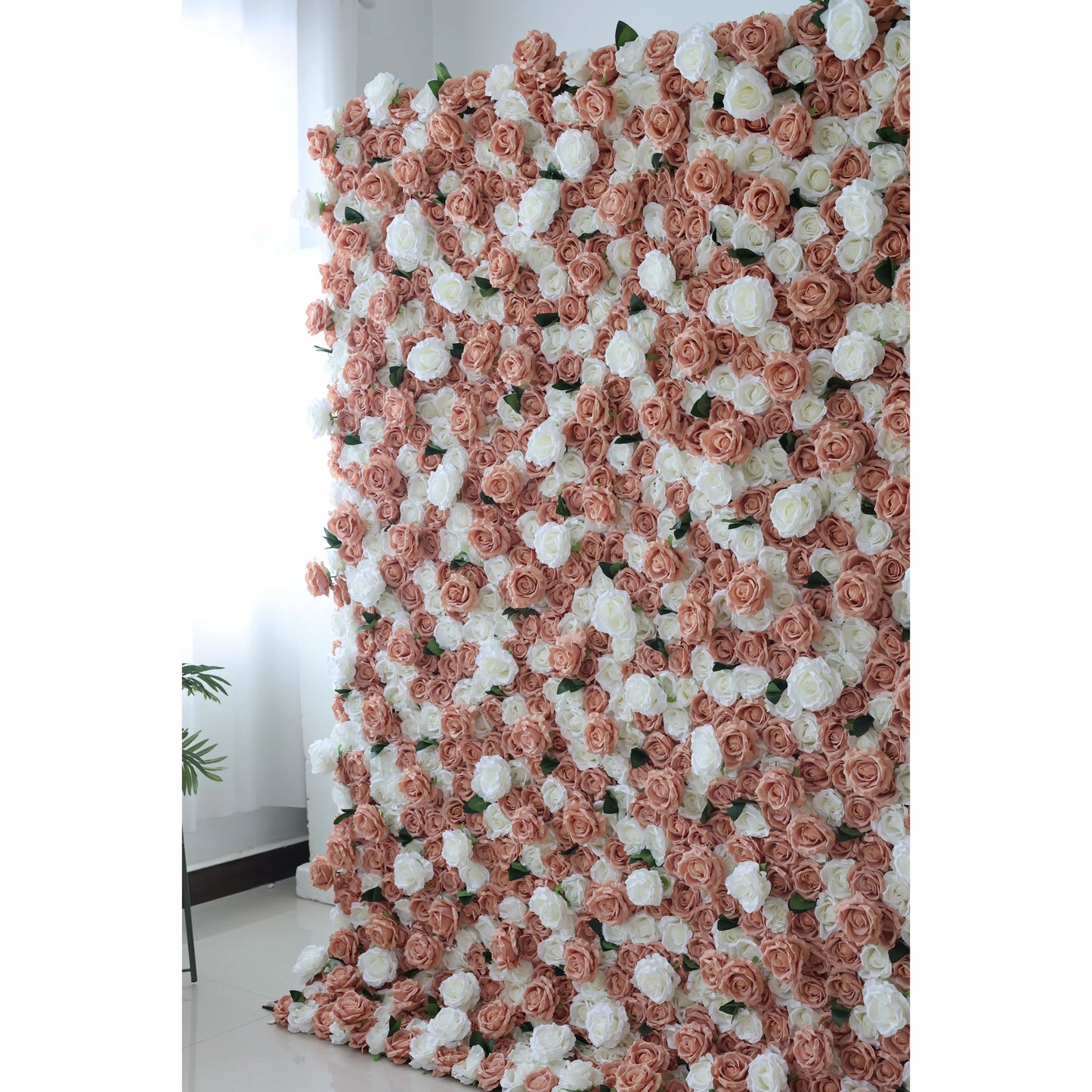 Flowers Artificial Floral Wall Backdrop: Vintage Roses - Peach & Ivory Harmony Edition-VF-269