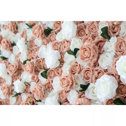 Flowers Artificial Floral Wall Backdrop: Vintage Roses - Peach & Ivory Harmony Edition-VF-269