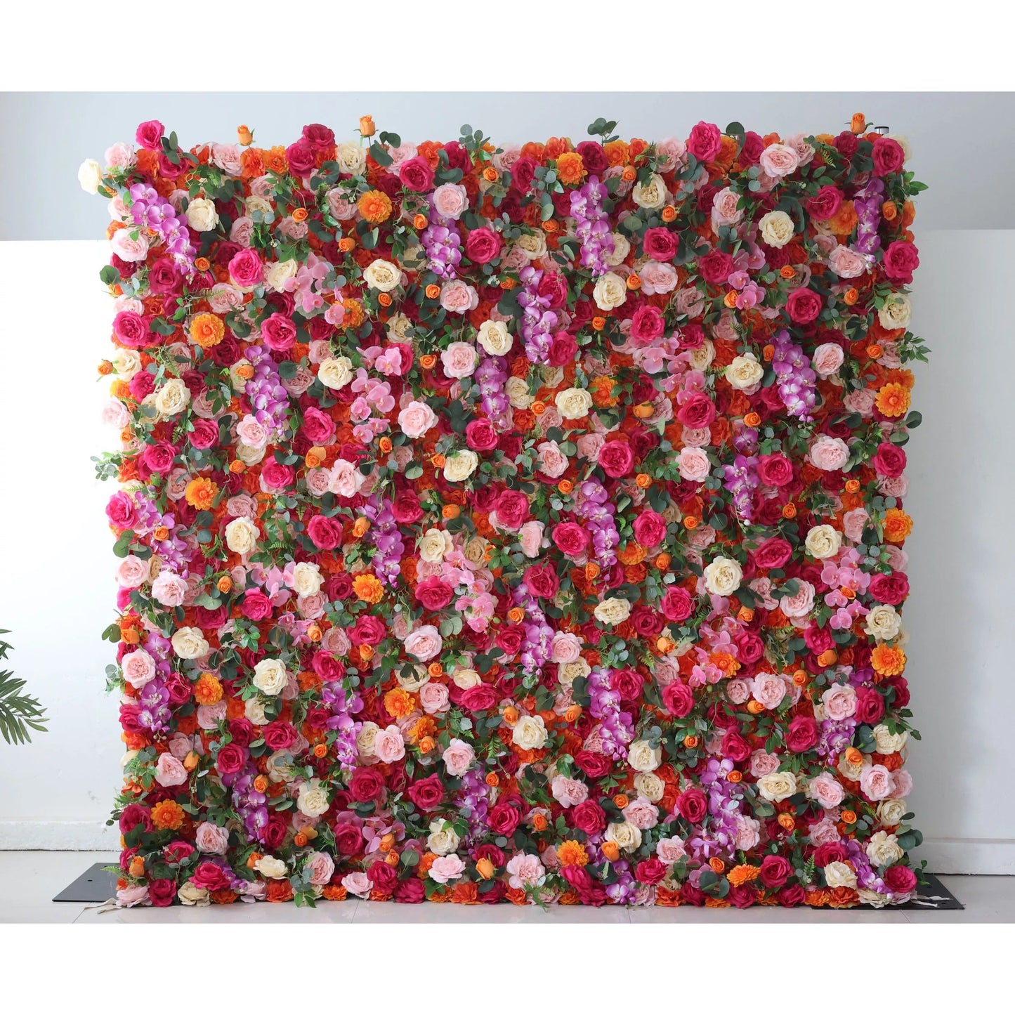 Flowers Artificial Floral Wall Backdrop: Enchanted Garden - Radiant & Romantic Bloom Array-VF-271