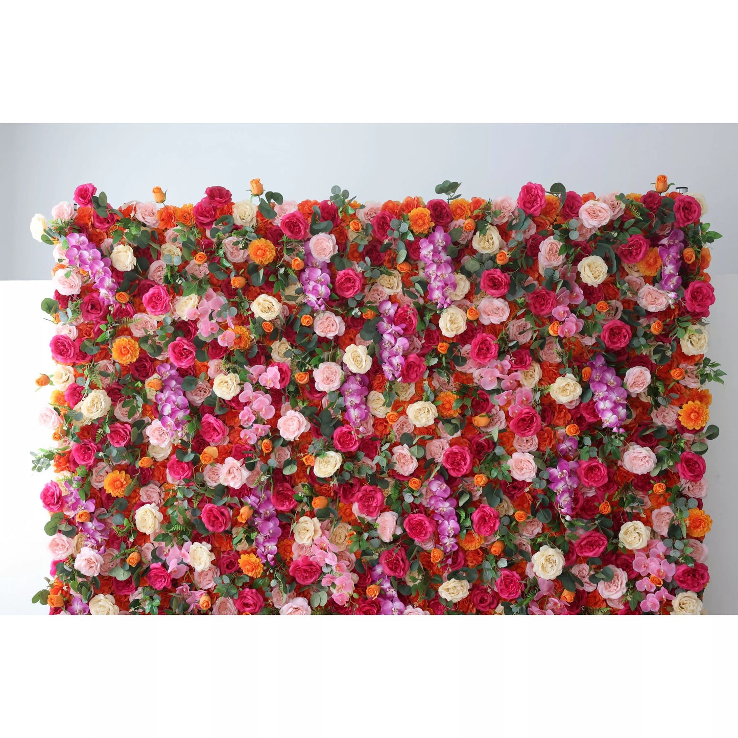 Flowers Artificial Floral Wall Backdrop: Enchanted Garden - Radiant & Romantic Bloom Array-VF-271