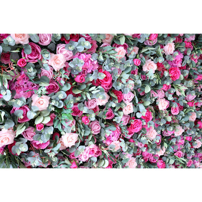 Roll Up Fabric Artificial Flower Wall Wedding Backdrop, Floral Party Decor, Event Photography-VF-362