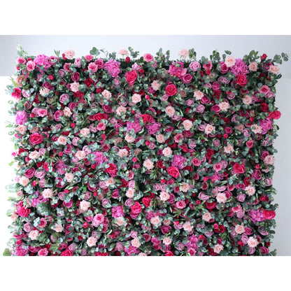 Roll Up Fabric Artificial Flower Wall Wedding Backdrop, Floral Party Decor, Event Photography-VF-362