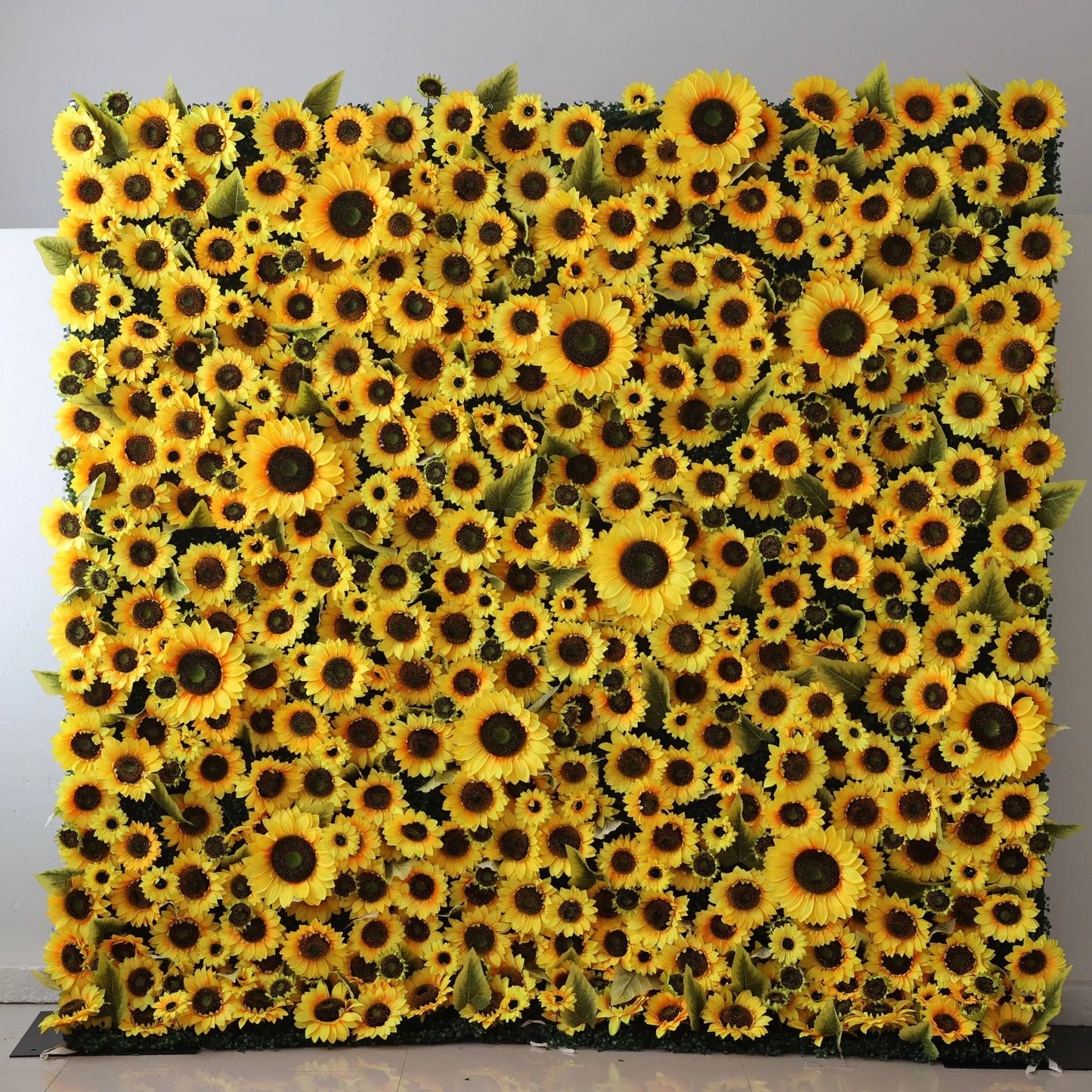 Flowers Artificial Floral Wall Backdrop: Sunbliss Blooms Artificial Floral Wall Backdrop-Radiant Yellow Sunflower Fields Edition-VF-265-2