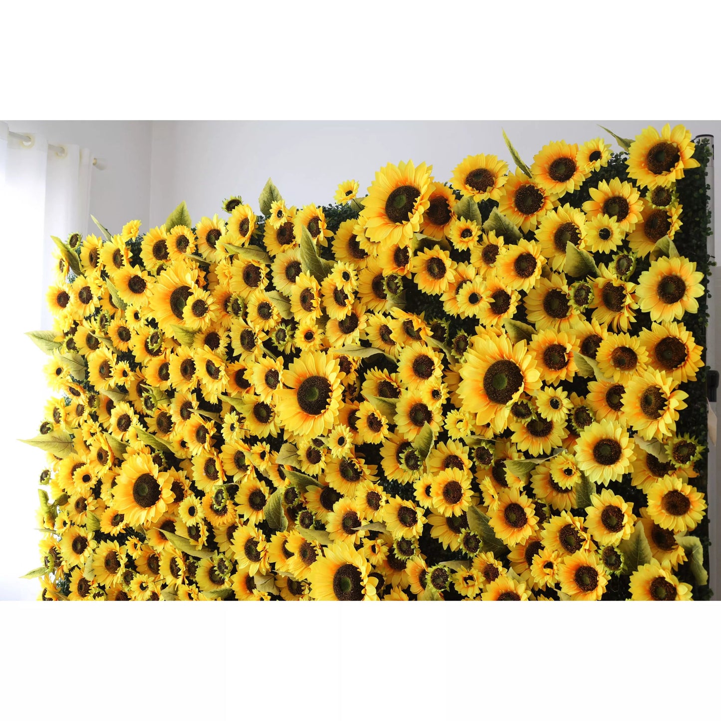 Flowers Artificial Floral Wall Backdrop: Sunbliss Blooms Artificial Floral Wall Backdrop-Radiant Yellow Sunflower Fields Edition-VF-265-2