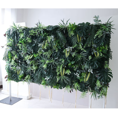 Roll Up Fabric Artificial Green Leaves Flower Wall Wedding Backdrop, Floral Party Decor, Event Photography-VF-363