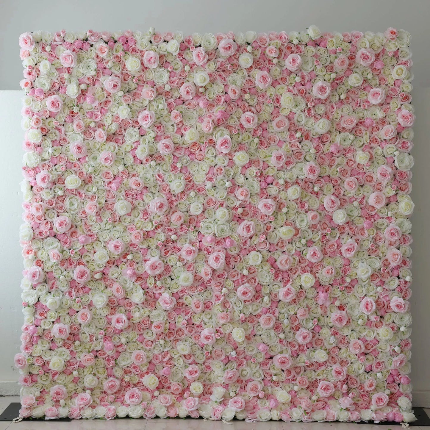 Roll Up Fabric Artificial Mix Cavern Pink and Lemon White Flower Wall Wedding Backdrop, Floral Party Decor, Event Photography-VF-085