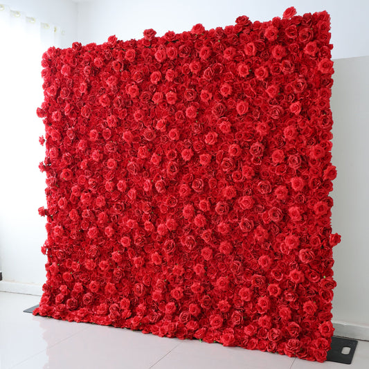 Roll Up Fabric Artificial Flower Wall Wedding Backdrop, Floral Party Decor, Event Photography-VF-361-2