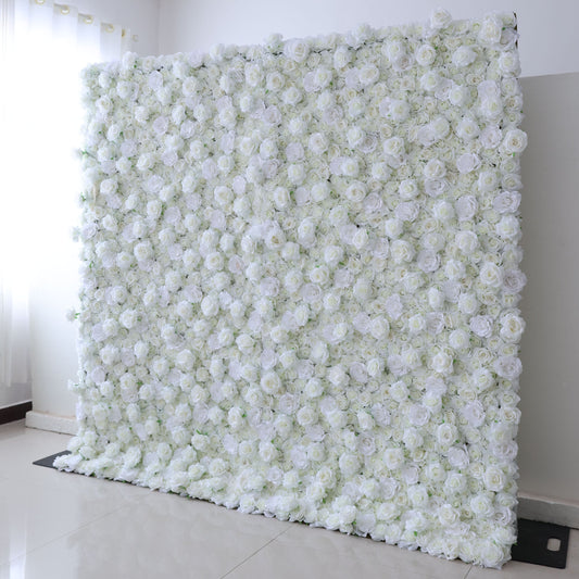 Roll Up Fabric Artificial Flower Wall Wedding Backdrop, Floral Party Decor, Event Photography-VF-361