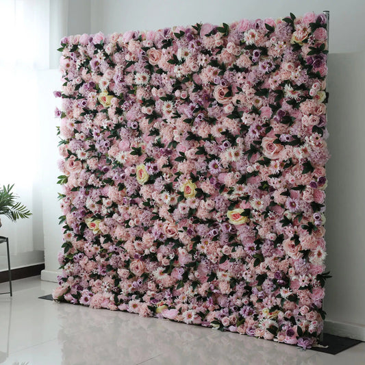 Roll Up Fabric Artificial Flower Wall Wedding Backdrop, Floral Party Decor, Event Photography-VF-028