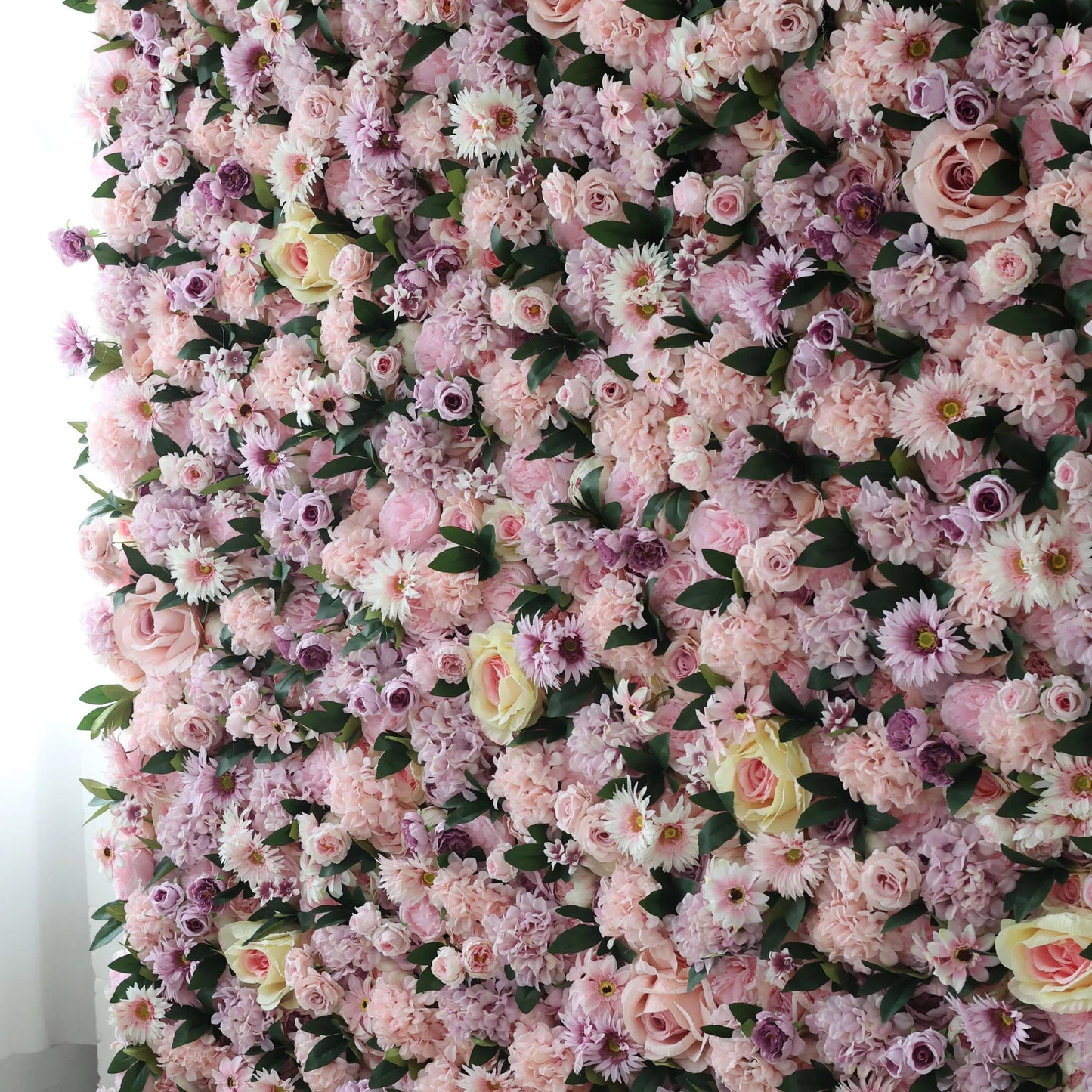 Roll Up Fabric Artificial Flower Wall Wedding Backdrop, Floral Party Decor, Event Photography-VF-028