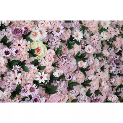 Roll Up Fabric Artificial Flower Wall Wedding Backdrop, Floral Party Decor, Event Photography-VF-028