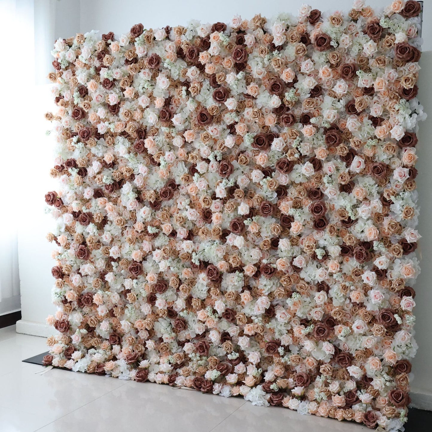 Roll Up Fabric Artificial Flower Wall Wedding Backdrop, Floral Party Decor, Event Photography-VF-295