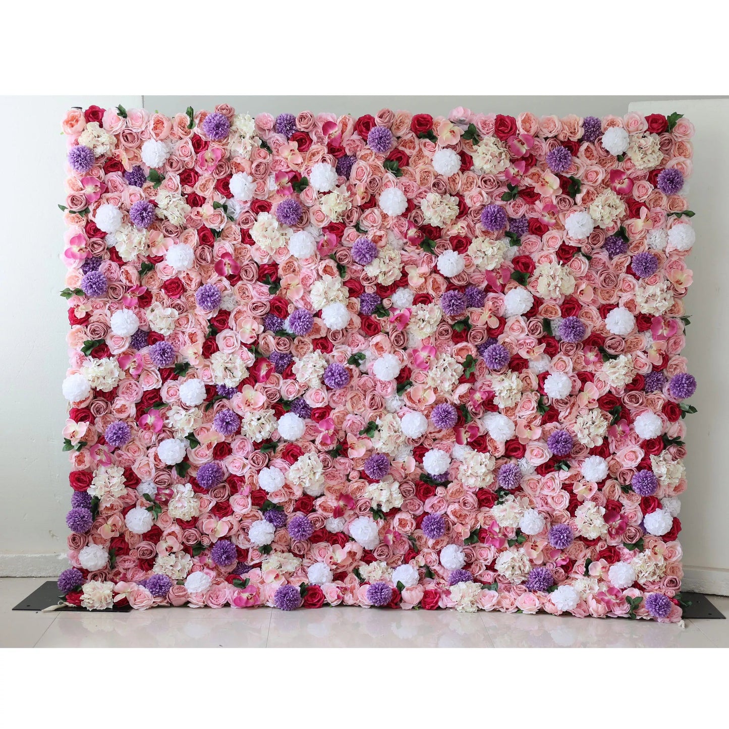 Flowers Artificial Floral Wall Backdrop: Springtime Symphony - A Lush Mélange of Rosy Delights-VF-272