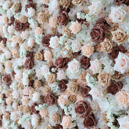 Roll Up Fabric Artificial Flower Wall Wedding Backdrop, Floral Party Decor, Event Photography-VF-295