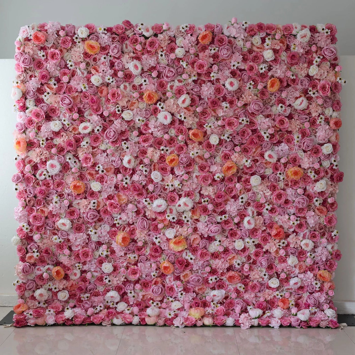 Roll Up Fabric Artificial Flower Wall Wedding Backdrop, Floral Party Decor, Event Photography-VF-122