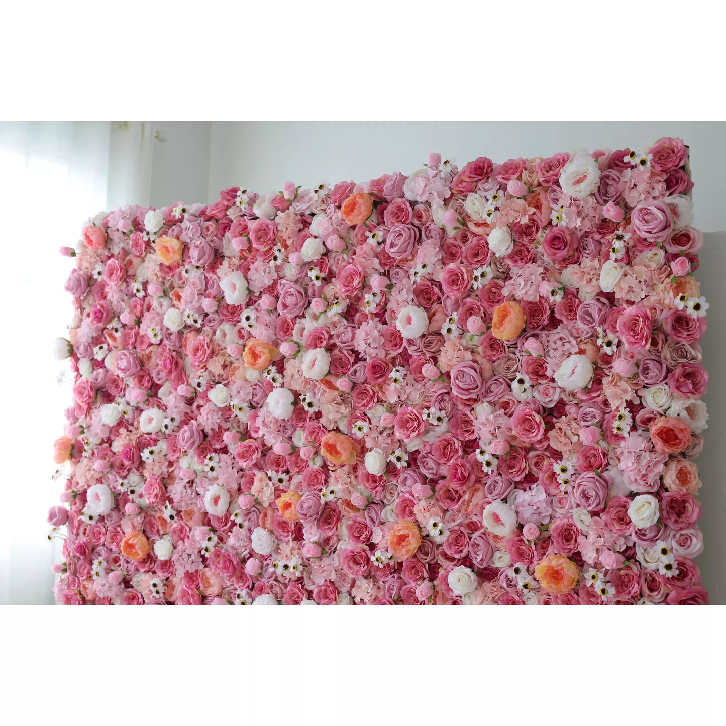 Roll Up Fabric Artificial Flower Wall Wedding Backdrop, Floral Party Decor, Event Photography-VF-122