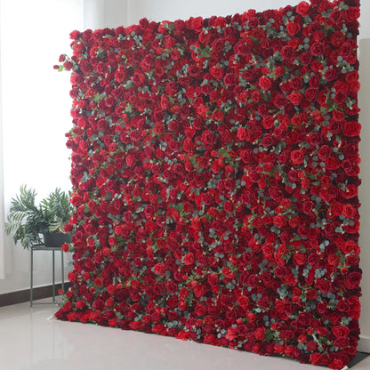 Flowers Artificial Rose Wall Backdrop: Scarlet Symphony - The Romantic Resurgence-VF-257-2