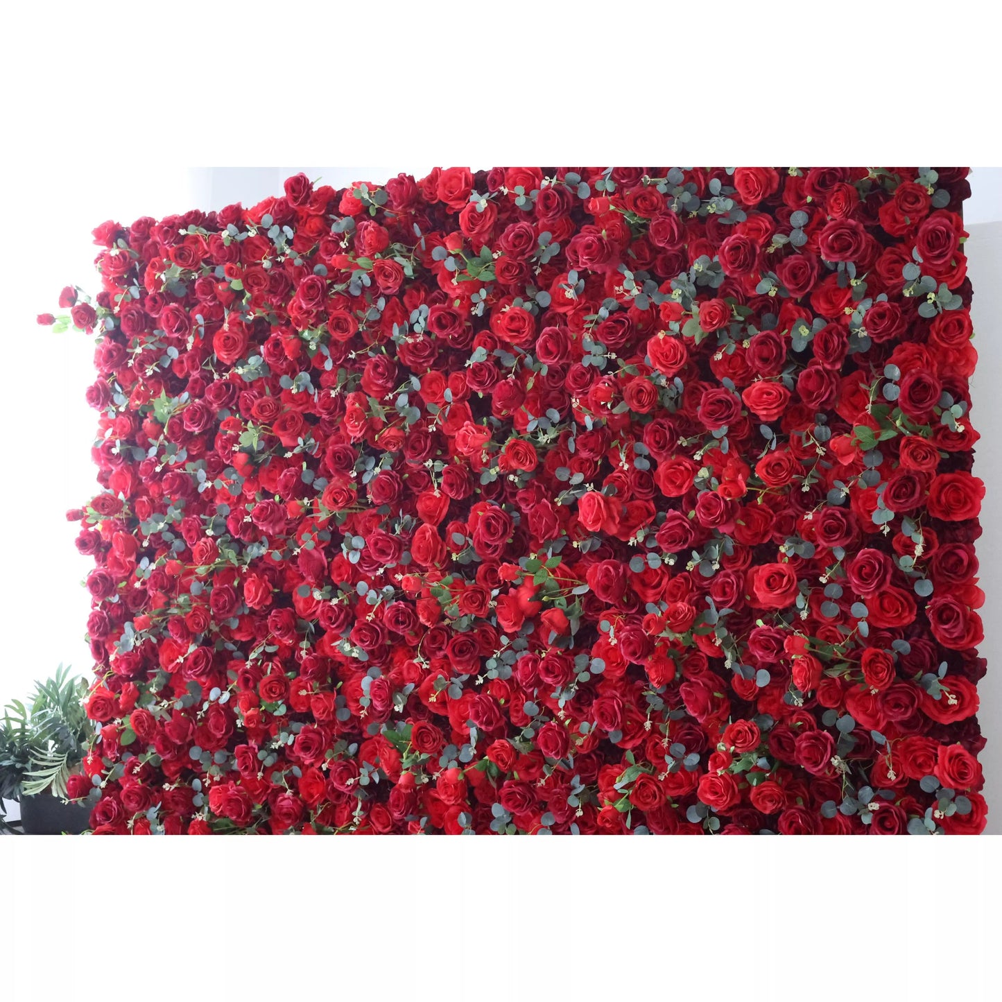 Flowers Artificial Rose Wall Backdrop: Scarlet Symphony - The Romantic Resurgence-VF-257-2