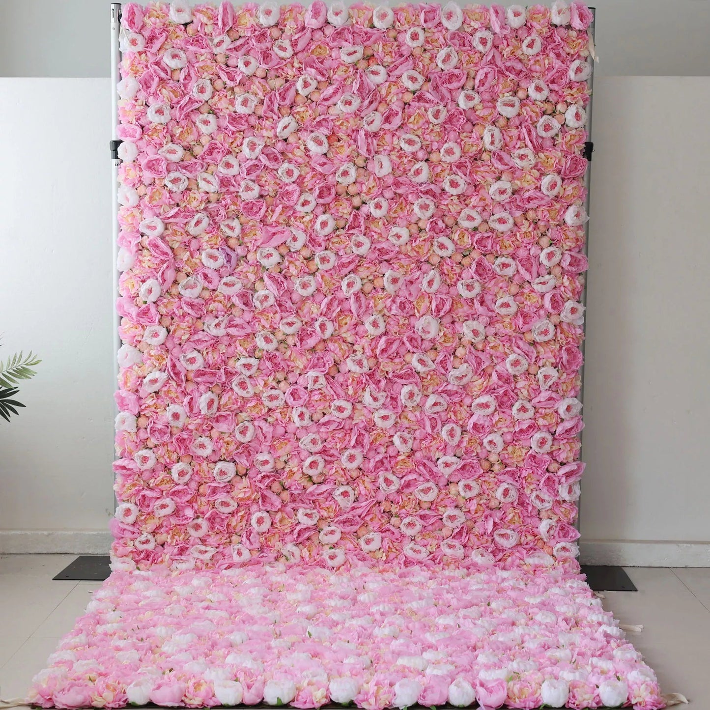 Flowers Artificial Floral Wall Backdrop: Blush Blossom - A Delicate Cascade of Soft Pink Petals-VF-275