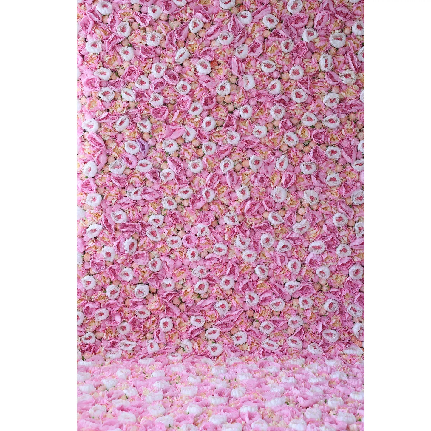 Flowers Artificial Floral Wall Backdrop: Blush Blossom - A Delicate Cascade of Soft Pink Petals-VF-275