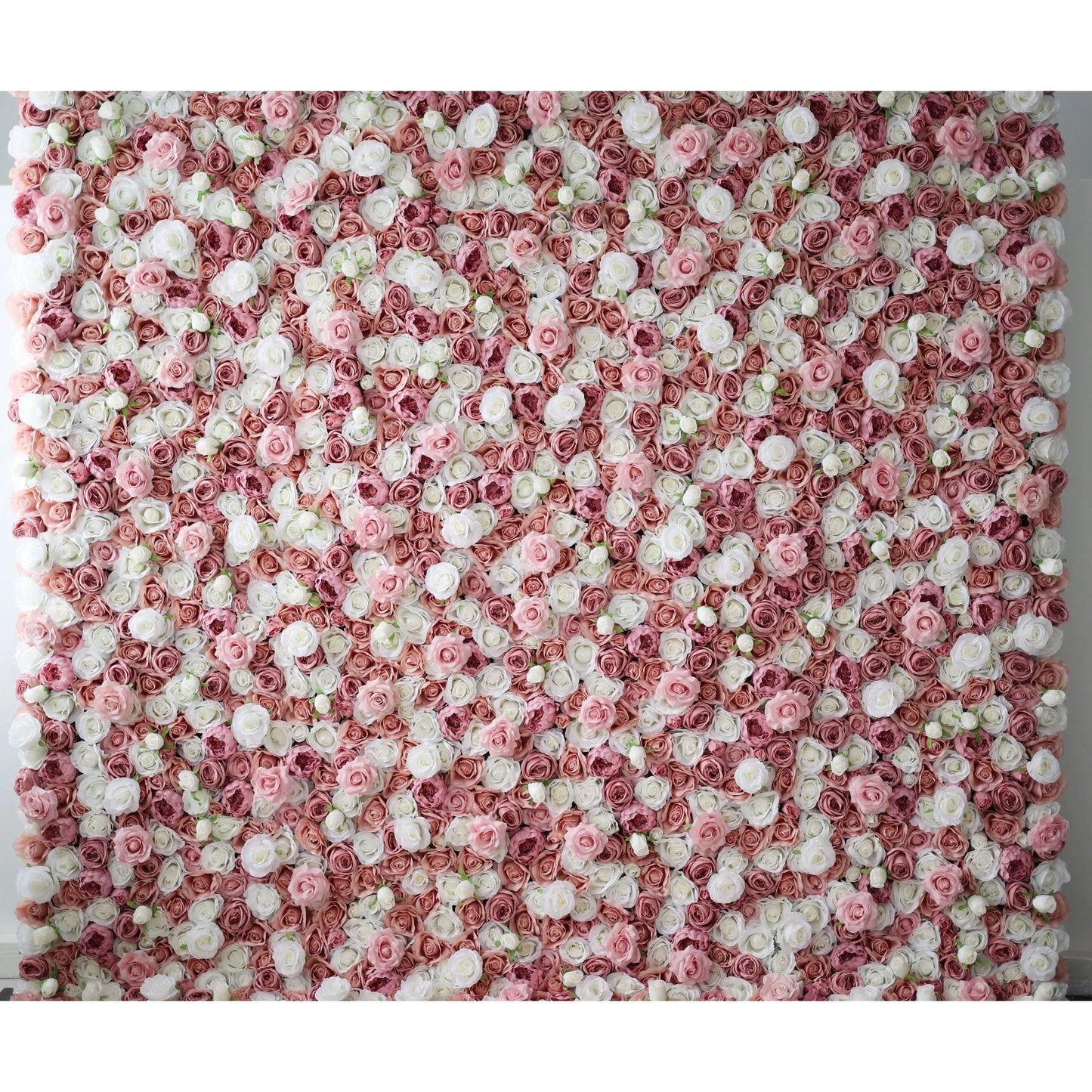 Roll Up Fabric Artificial Mix Rose Red & White Flower Wall Wedding Backdrop, Floral Party Decor, Event Photography-VF-038