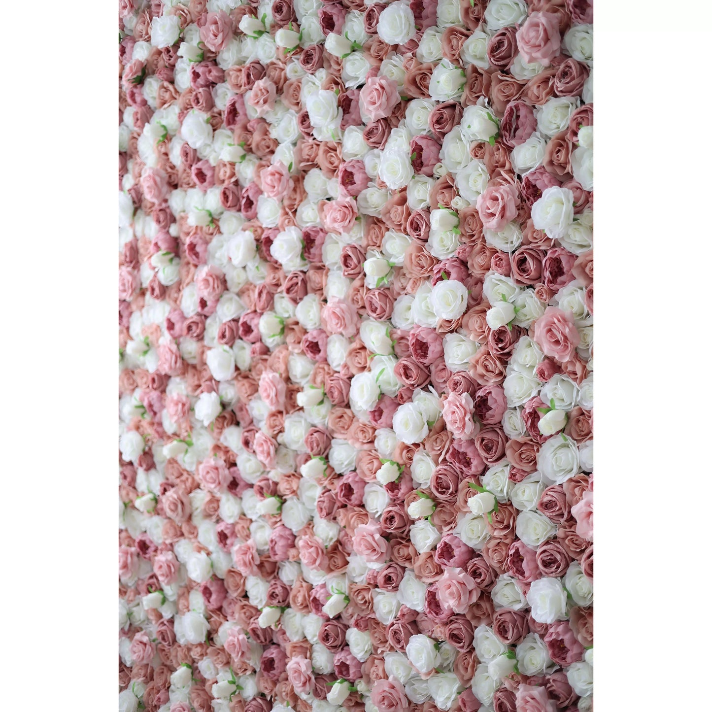 Roll Up Fabric Artificial Mix Rose Red & White Flower Wall Wedding Backdrop, Floral Party Decor, Event Photography-VF-038