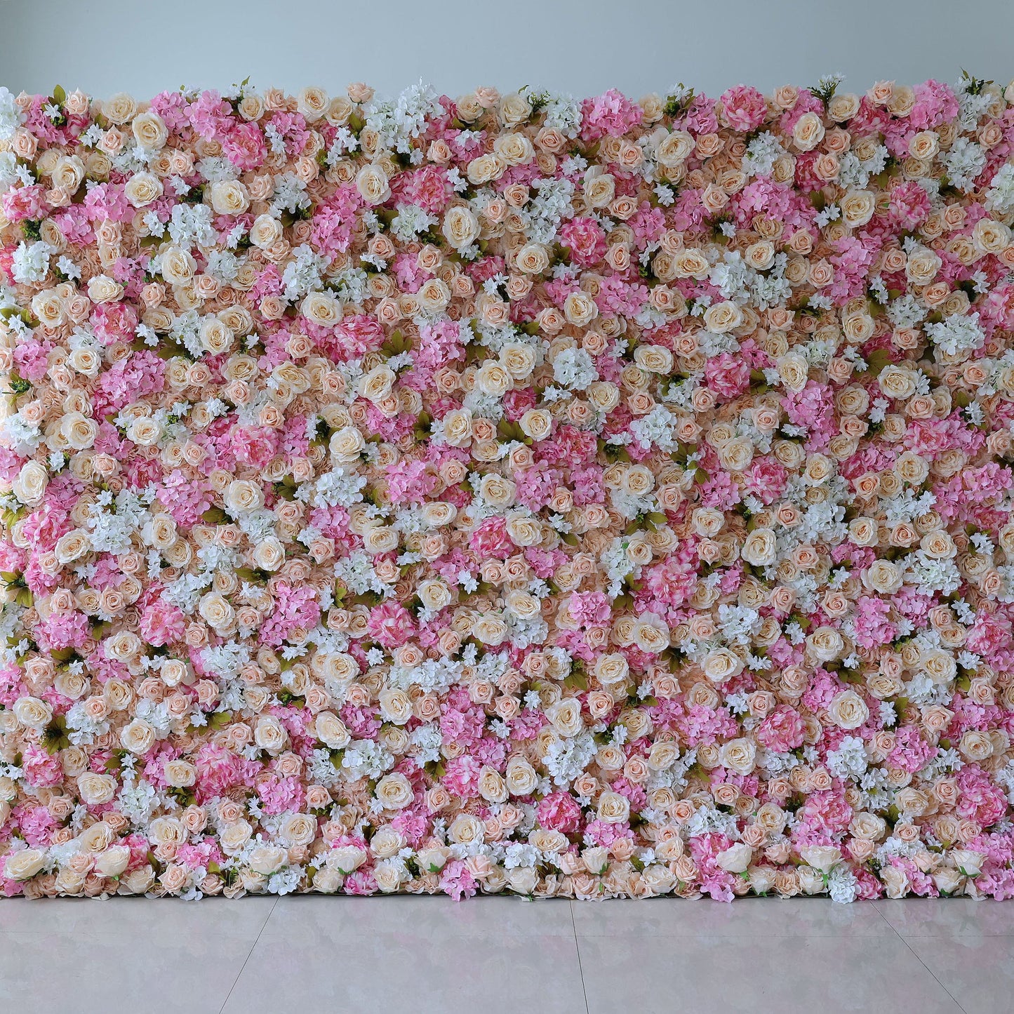 Roll Up Fabric Artificial Flower Wall Wedding Backdrop, Floral Party Decor, Event Photography-VF-371