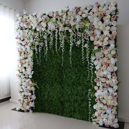 Roll Up Fabric Artificial Flower Wall Wedding Backdrop, Floral Party Decor, Event Photography-VF-294