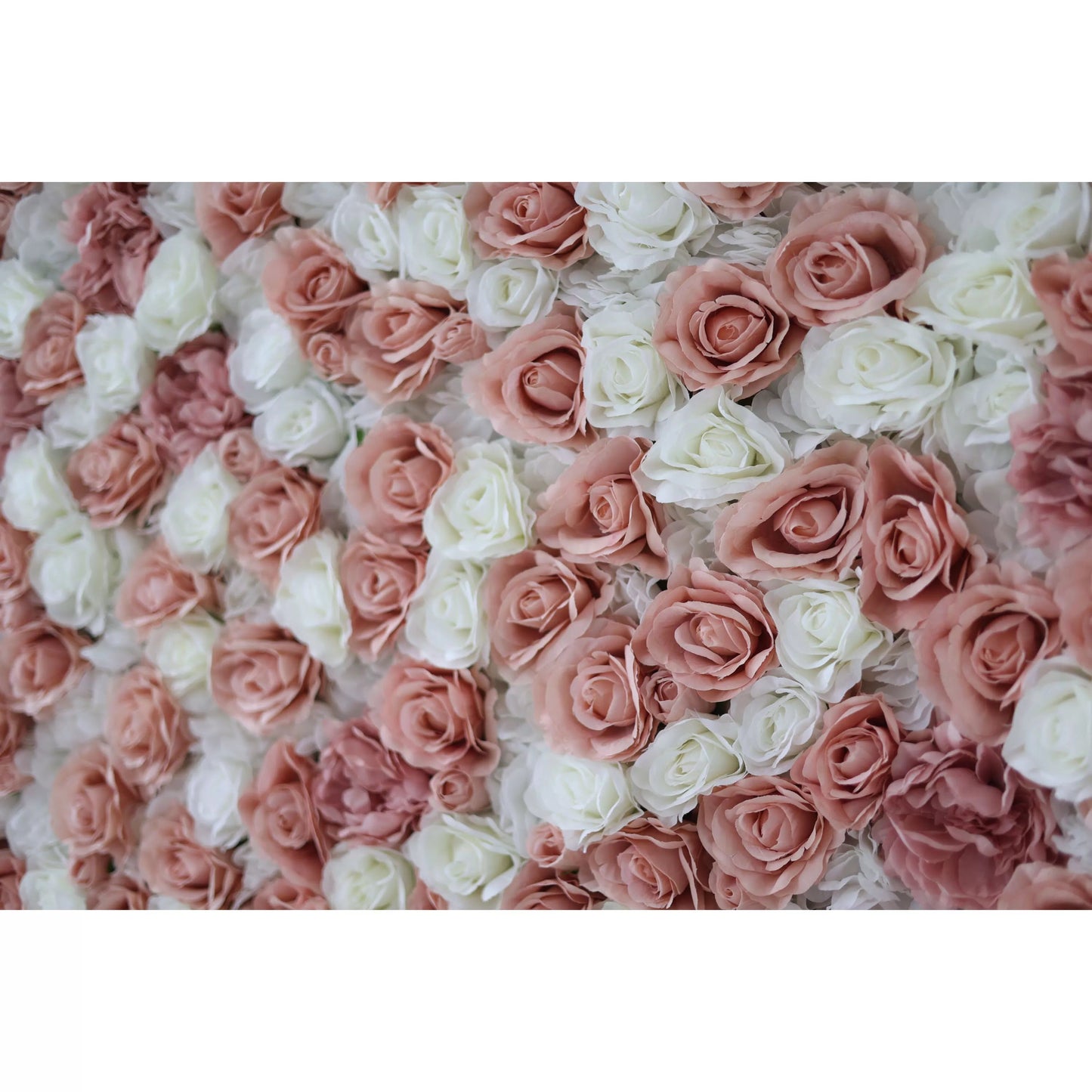 Flowers Artificial Floral Wall Backdrop: Rosy Radiance - A Delicate Dance of Pink and White Roses-VF-277