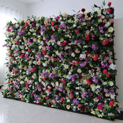 Roll Up Fabric Artificial Flower Wall Wedding Backdrop, Floral Party Decor, Event Photography-VF-370