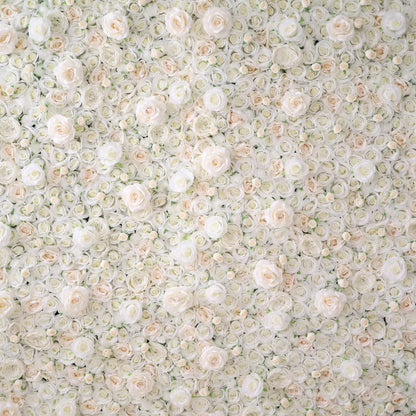 Roll Up Fabric Artificial Lemon White Rose Pink Core Flower Wall Wedding Backdrop, Floral Party Decor, Event Photography-VF-085-2