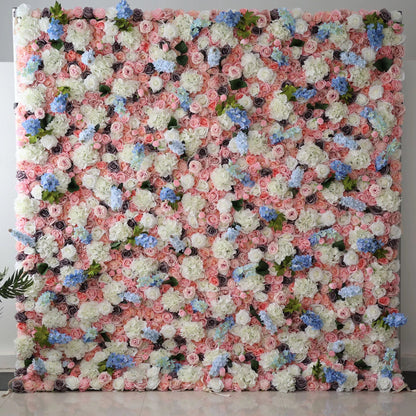 Roll Up Fabric Artificial Flower Wall Wedding Backdrop, Floral Party Decor, Event Photography-VF-128