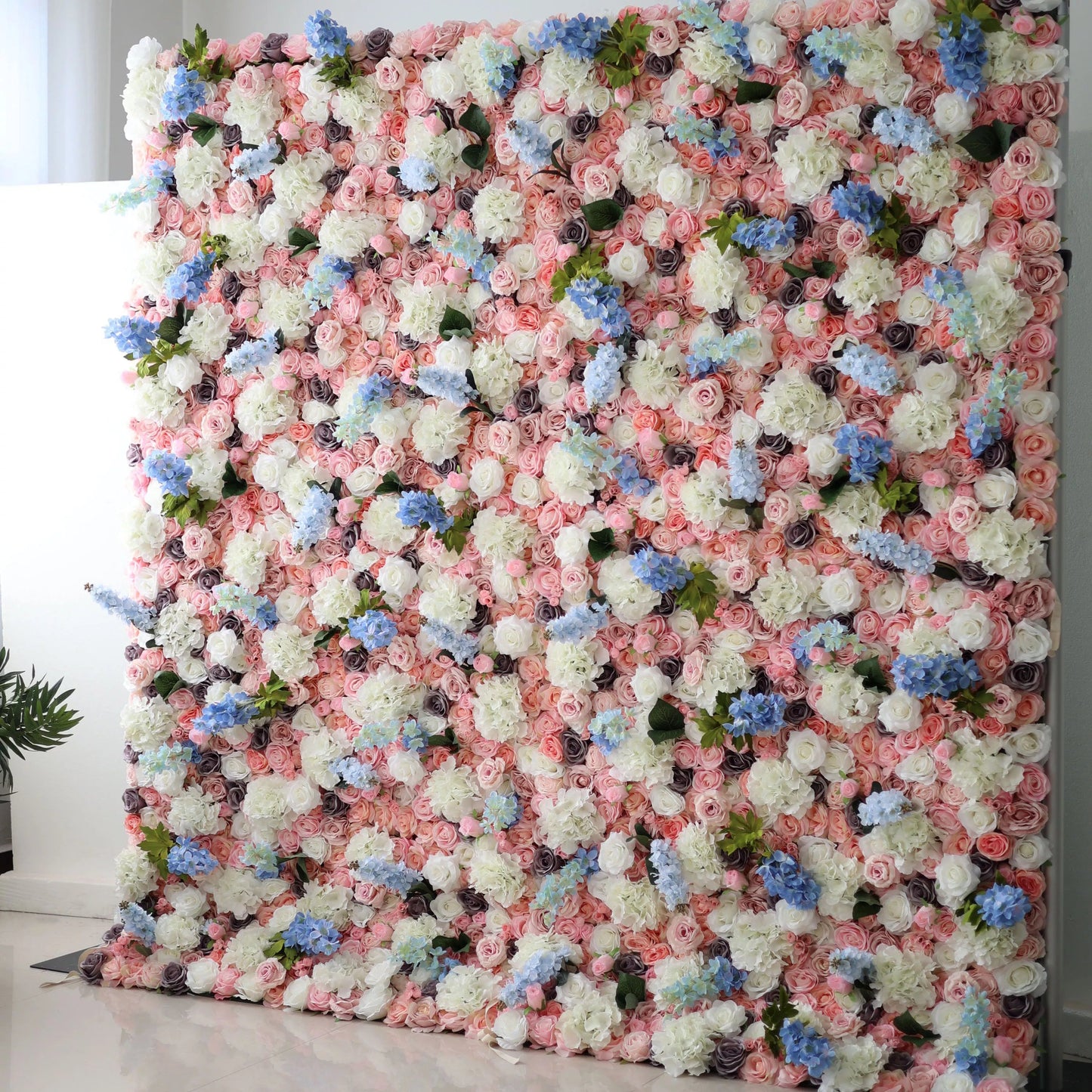 Roll Up Fabric Artificial Flower Wall Wedding Backdrop, Floral Party Decor, Event Photography-VF-128