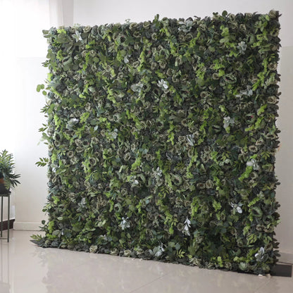 Presents: Enchanted Forest – A Dense Mélange of Varied Greenery with Subtle White Accents – An Ideal Green Wall for Eco-Conscious Celebrations, Botanical Themes & Naturalistic Interior Designs-VF-222-3