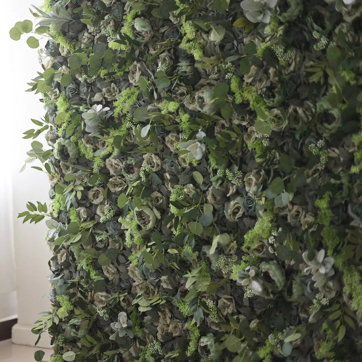 Presents: Enchanted Forest – A Dense Mélange of Varied Greenery with Subtle White Accents – An Ideal Green Wall for Eco-Conscious Celebrations, Botanical Themes & Naturalistic Interior Designs-VF-222-3